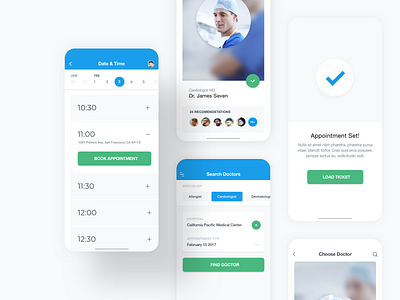 Appoitment Booking Application for Doctors android app appoitment booking calendar design doctor ios iphone material design search success ui