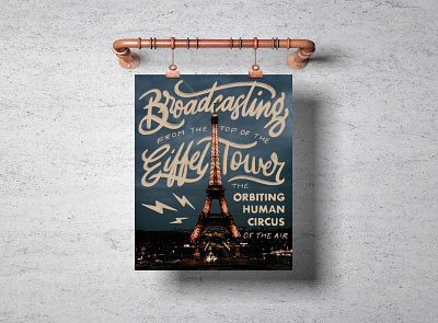 The Orbiting Human Circus of the Air Mock Up chalk design eiffel tower france hand lettering lettering mockup paris photography poster poster design procreate radio typography vector