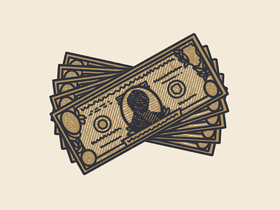 PAYCHECK icon badge cash crosshatch design dollar bill icon illustration illustration art illustrations illustrator line art lineart linework money neutral simple illustration vector