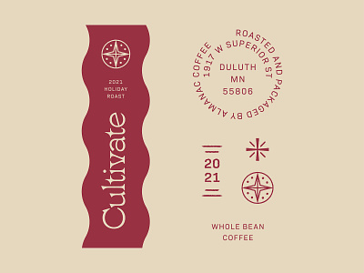 Cultivate Coffee Roast Label Design Elements