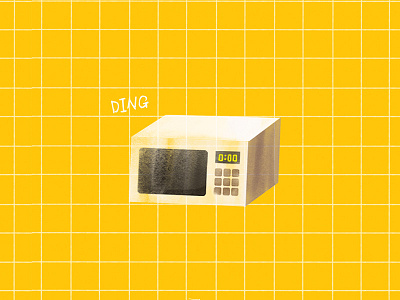 microwave handdrawn illustration microwave photoshop yellow
