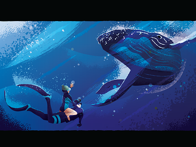 Greetings From Tonga! freedive illustration ocean sea swim whale logo