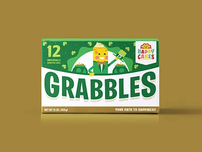 Grabbles St. Patrick's Day Snack Cakes adobe adobe illustrator bakery cake die line product design twinkie