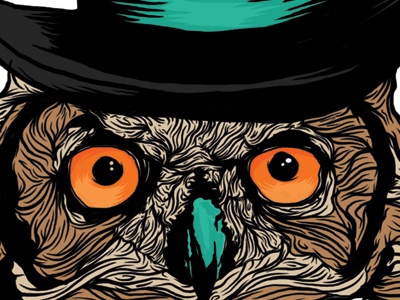 Mr Owl 2 black blue brown grey illustration mr orange owl