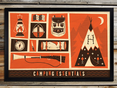 Camping Essential Pre-Order backpack camping canteen compass knife lantern map rifle sleeping bag teepee