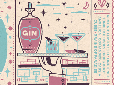 GIN WIP alcohol bar bottle gin illustration martini moon tonic