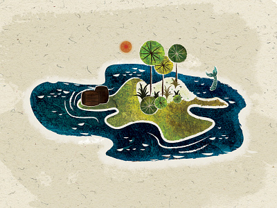 Island WIP barrel illustration island mermaid rum sun trees