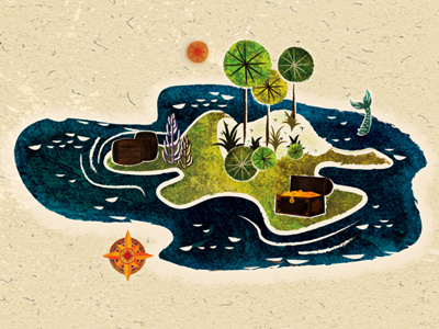 Island Final compass illustration island nautical ocean