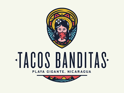 Tacos Banditas Gunned Down bandit banditas flower hat illustration logo nicaragua tacos