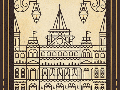 Secret Project WIP black building church gold illustration lantern map texture