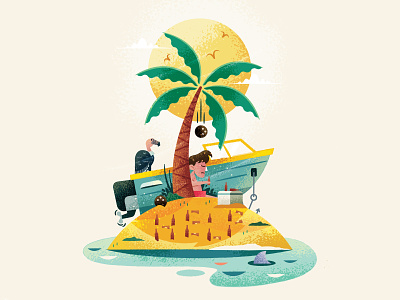 Drunken Rewind beer boat florida illustration illustrator palm