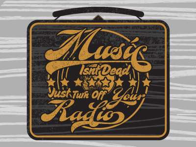 Music Isnt Dead–Lunbox Ltd. 2 apparel gold illustration illustrator lunchbox record