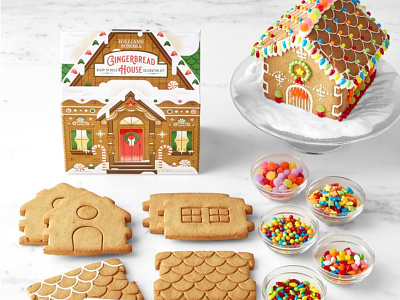 Gingerbread House Kit christmas illustration santa