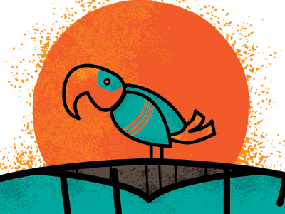Defy Tiki Illo bird blue bright defy illustration orange sun tiki wood
