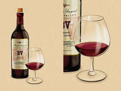 BV Wine Illustration bottle glass illustration red red wine wine