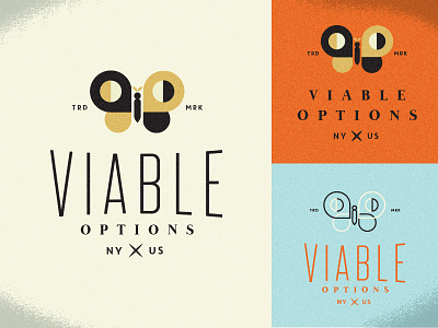 Viable Options V3 bird brand butterfly dove lockup logo mark nyc seal v