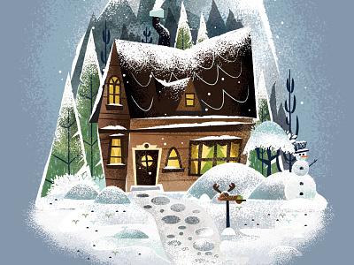 Snowy Cottage Pt 2 christmas cottage house illustrator snow