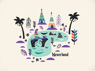 Neverland design disney illustration retro waltdisneyworld