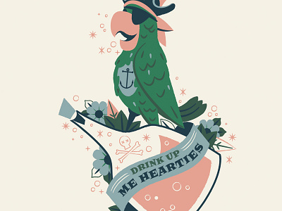 Peg Leg Pete illustration parrot pirate rum