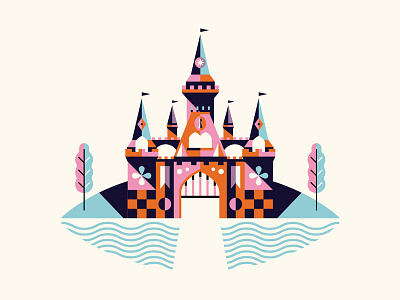 Geometric Kingdom castle disney geometric illustration mary blair