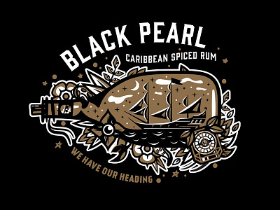 YO HO black pearl compass illustration jack sparrow pirate tortuga