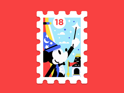 Main St. Post Office Stamp Collection 6|16 castle disney magic kingdom mickey mickey mouse sorcerer stamp usps