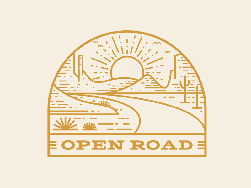 Open Road adventure compass desert explore lapel moon nature trees