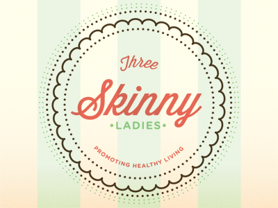 Three Skinny Ladies brown green health living logo mark red wisdom script