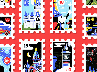 Main St. Post Office Stamp Collection castle disney stamp stamps usps