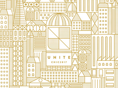 UNITE city gold halftone poster