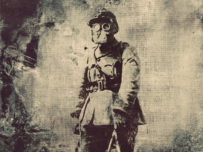 Random Poster dog gas mask grunge photoshop poster retro war zone