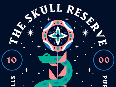 The Skull Reserve badge illustration lockup skull snake stars