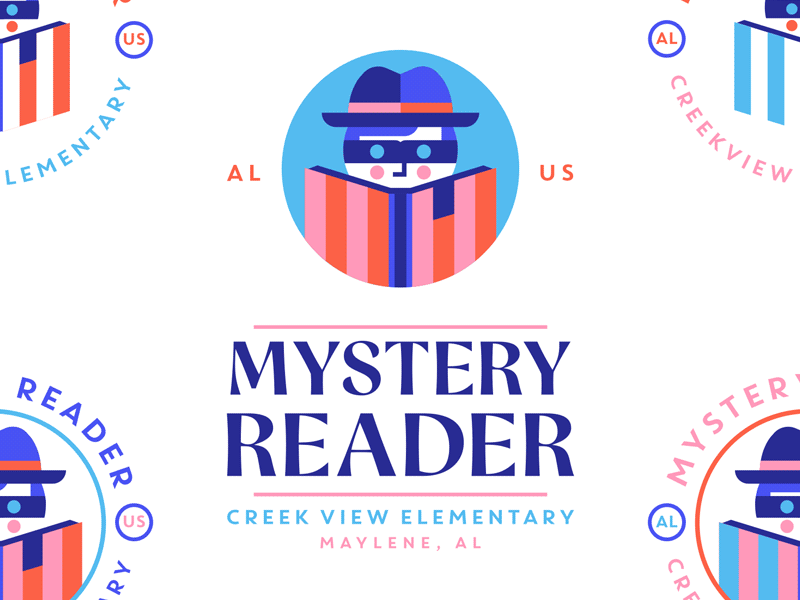 Mystery Reader book logo mystery reading school