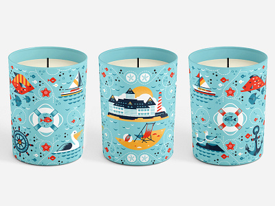 Yacht & Beach Candle beach boat breeze candle fish gull ocean pelican sea