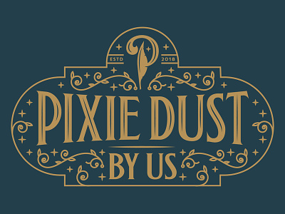 Pixie Dust branding feather logo p peter pan