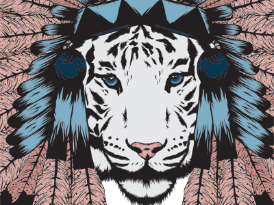 DBH 10,000 black blue dbh design by humans headdress illustration illustrator tiger white