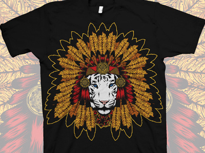 DBH 10,000 black dbh design by humans gold headdress illustration illustrator orange red tiger white