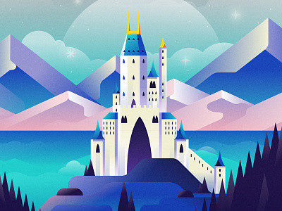 Castle Dream castle design disney illustration mountain sunset