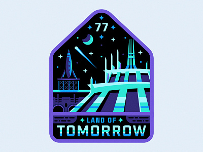 Land Of Tomorrow badge mountain rocket space