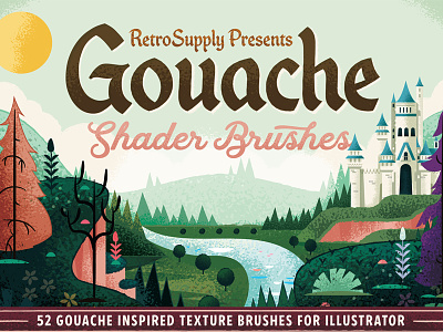 Retro Supply Gouache Shader Brushes brush castle faiytale illustrator retro supply