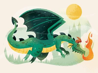 Retro Supply Gouache Dragon adobe castle dragon illustration illustrator