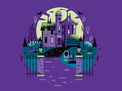 Haunted Mansion black blue disney illustration illustrator