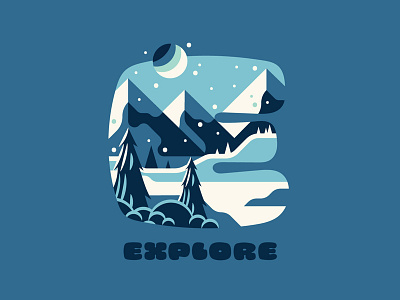 E is for Explore blue branding illustration illustrator logo typography