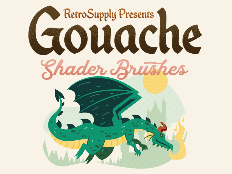 Retro Supply Gouache -Webinar brushes fire dragon illustration webinar