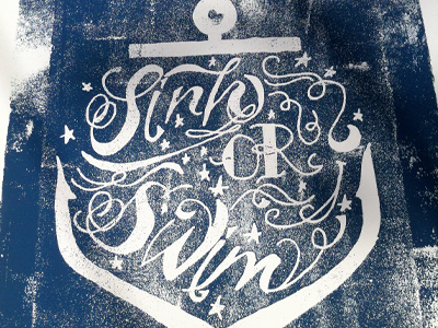 Sink Or Swim Print handdrawn illustration type typography