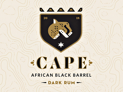 Cape Dark Rum africa brand cheetah logo rum rumble shield star sun