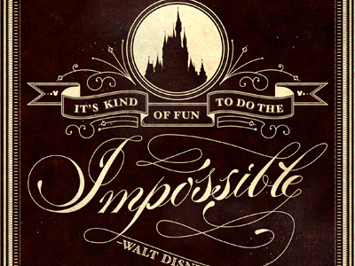 It's Fun To Do The Impossible! disney hand drawn mickey mouse typography