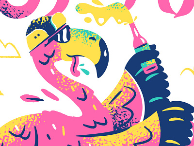 Party Time beer bird flamingo flamingos illustration illustrator party
