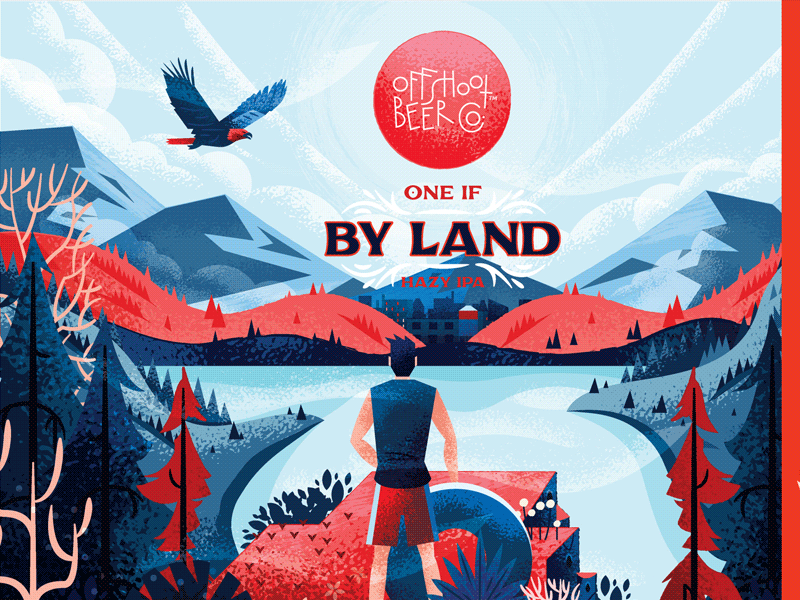 One If By Land beer eagle illustration illustration design packaging rafter scene
