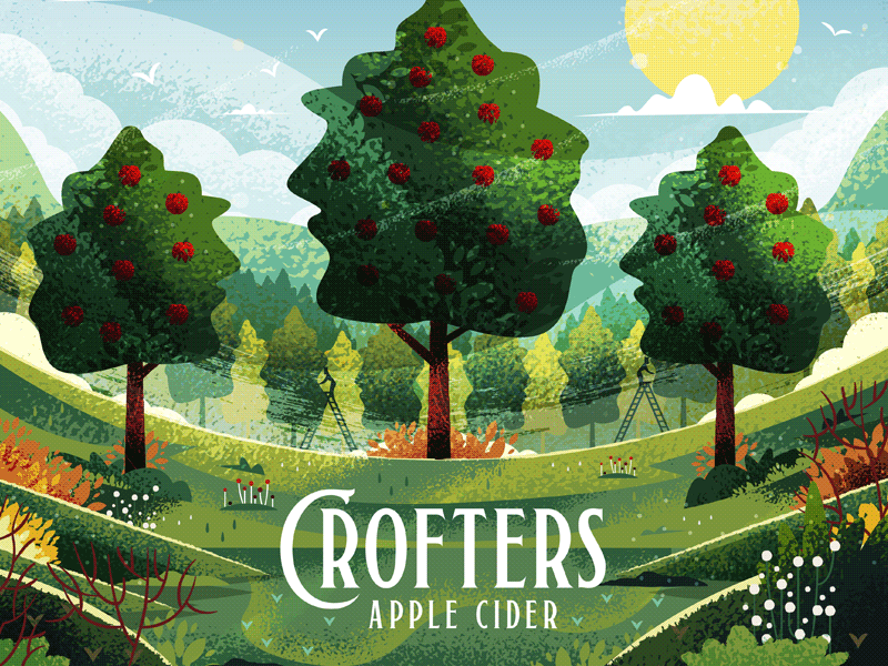 Crofters Apple Cider 1 of 2 alcohol branding apple beer cider illustration illustrator